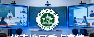 中山大学校徽，华南地区重点高校，采用OG视讯系统实现三校区跨城互动教学。